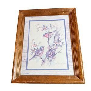 Paul Whitney Hunter Vintage Bird Lithograph Print Framed Wall Art 13x16 Cottage